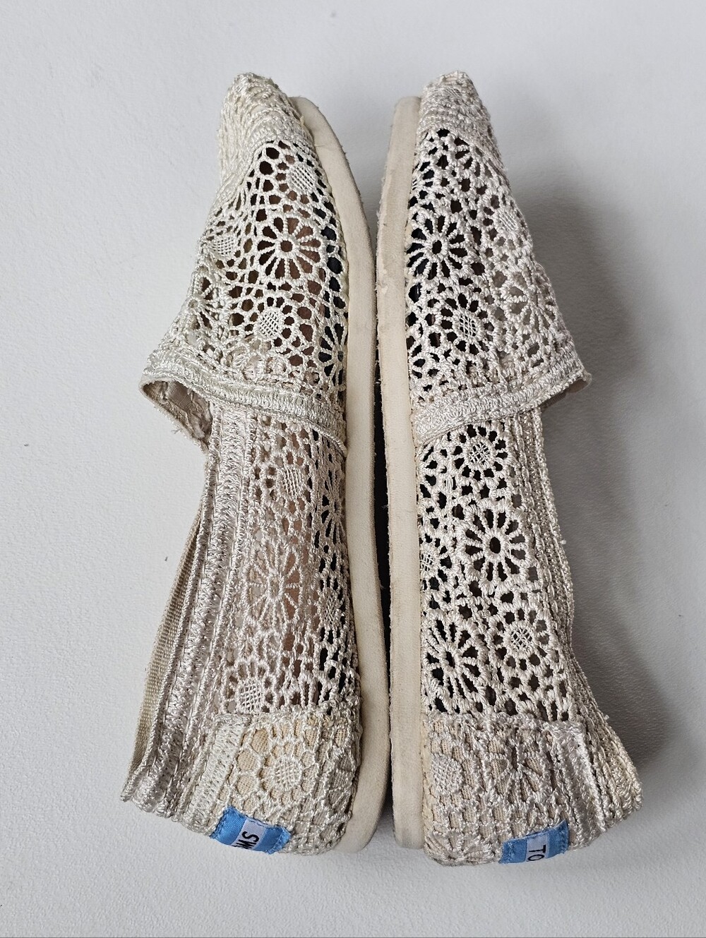 TOMS Alpargata Natural Moroccan Crochet Slip-On Flats Ivory Women's Size 6 - Picture 6 of 11